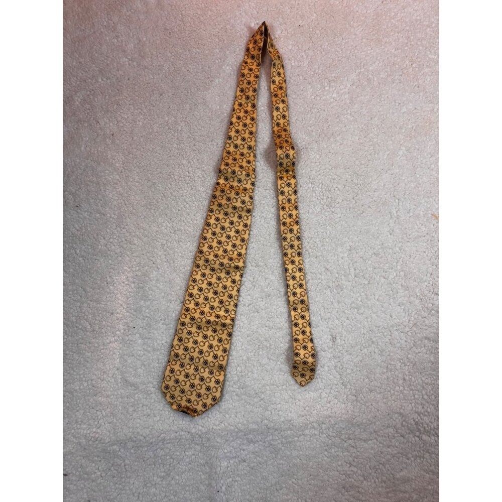 Paolo Gucci Silk Tie Mens OS Gold Horsebit Floral Vintage Good‎ Italian Luxury